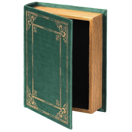 Vintiquewise Decorative Vintage Book Shaped Trinket Storage Box- Green QI003691.G